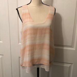 NWOT Calvin Klein Jeans Womens Scoop Neck Layered Tank, XL, Peachy Pinkish Cream